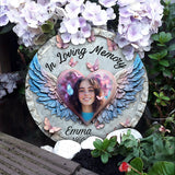 Ailes d'ange pour toujours dans mon cœur - Pierre commémorative ronde personnalisée