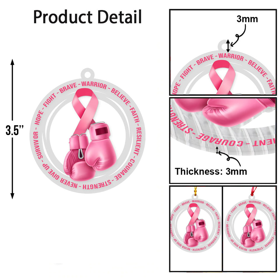 Hope Fight Brave - Breast Cancer Awareness Transparent Ornament
