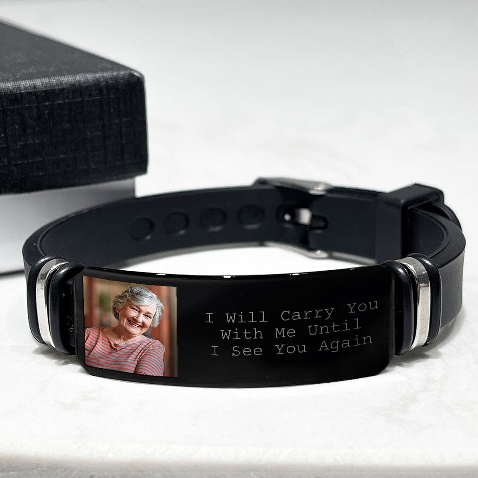 Custom Photo I'll Carry You - Personalized Memorial Engraved Bracelet