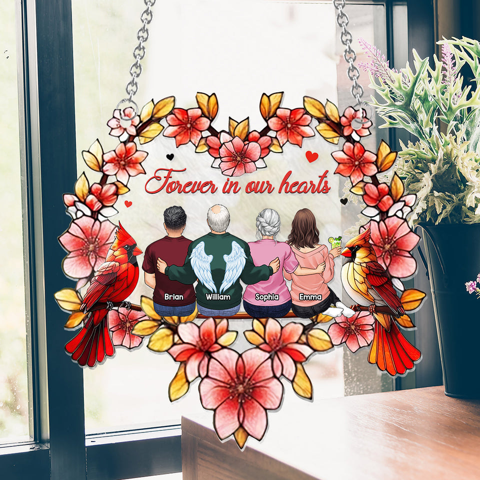 Forever In Our Heart - Personalized Memorial Window Hanging Suncatcher Ornament