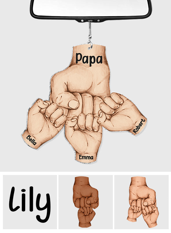 Bisous - Ornement de voiture personnalisé pour papa - Motif « Fist Bump »