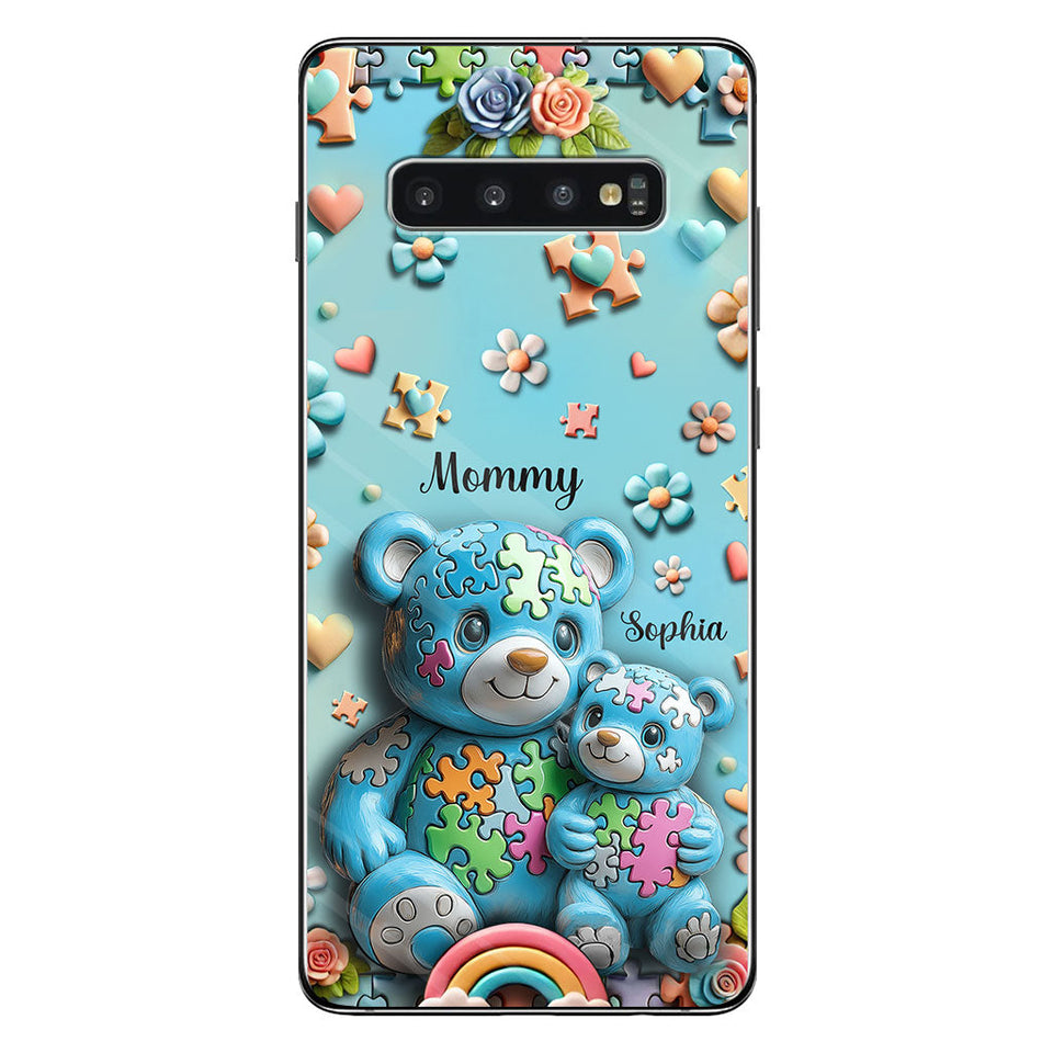 Coque de téléphone personnalisée Maman Ours pour la sensibilisation à l'autisme