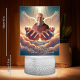 Maintenant entre les mains de Dieu, toujours dans nos cœurs - Plaque commémorative personnalisée avec socle lumineux