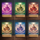 Maintenant entre les mains de Dieu, toujours dans nos cœurs - Plaque commémorative personnalisée avec socle lumineux