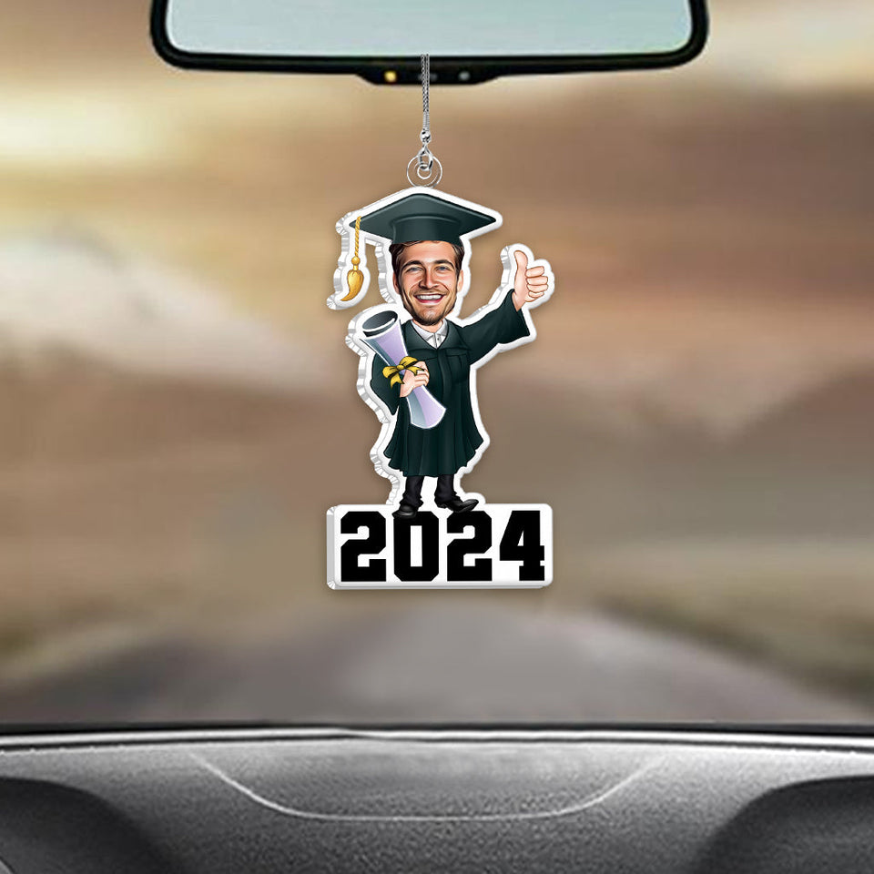 Funny Graduation Caricature - Personalized Graduation Custom Shaped Car Ornament