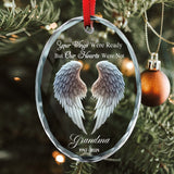 Beautiful Angel Wings - Personalized Memorial Oval Shaped Glass Ornament