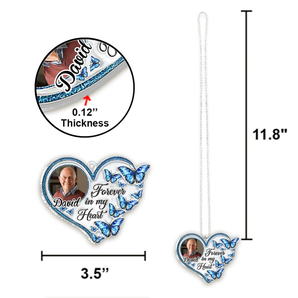 Forever In My Heart - Personalized Memorial Custom Shaped Car Ornament