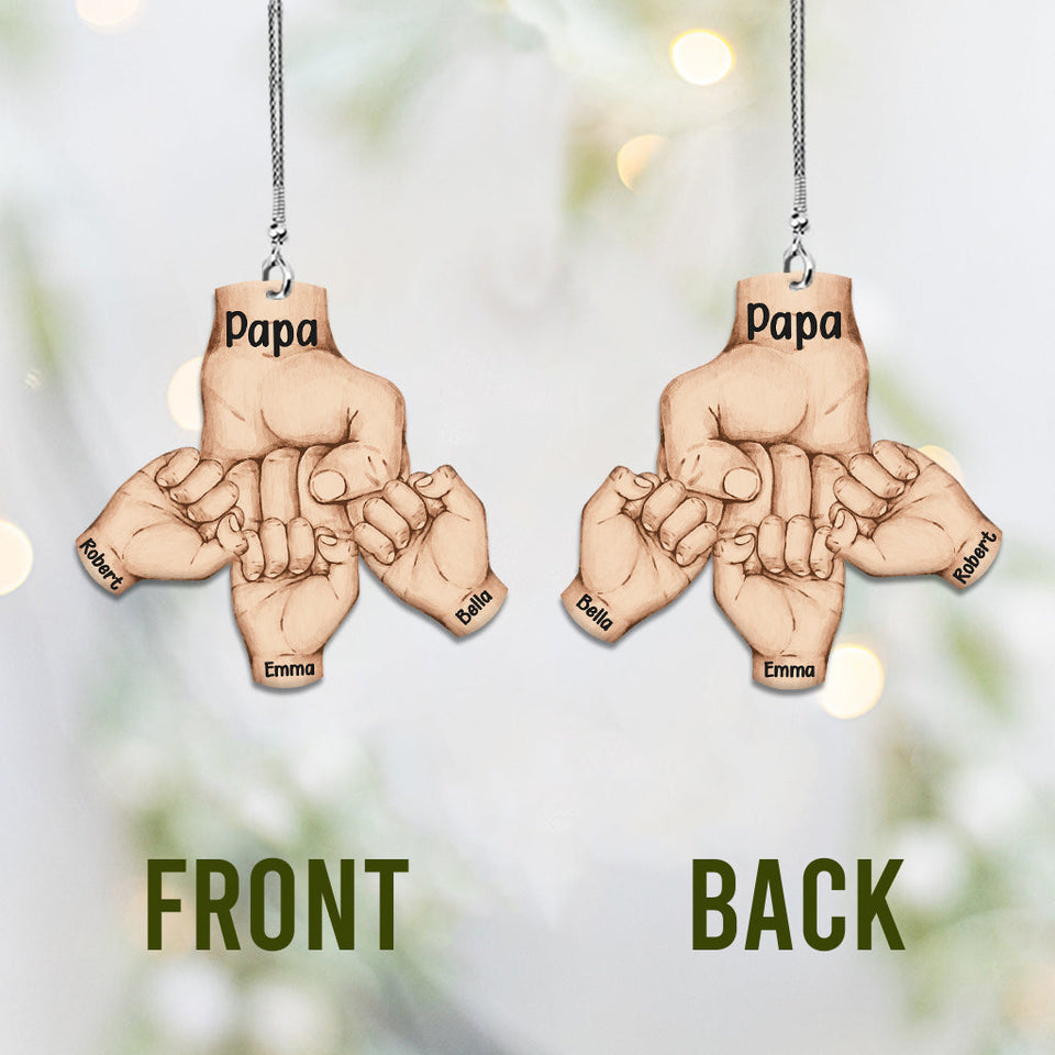Bisous - Ornement de voiture personnalisé pour papa - Motif « Fist Bump »