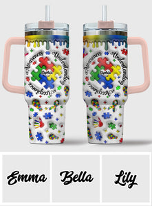 Autism Awareness - Personalized Autism Awareness Tumbler With Handle