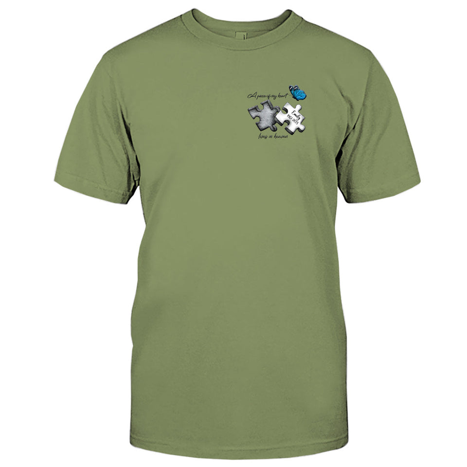 T-shirt brodé commémoratif personnalisé avec motif papillon, libellule et plume céleste