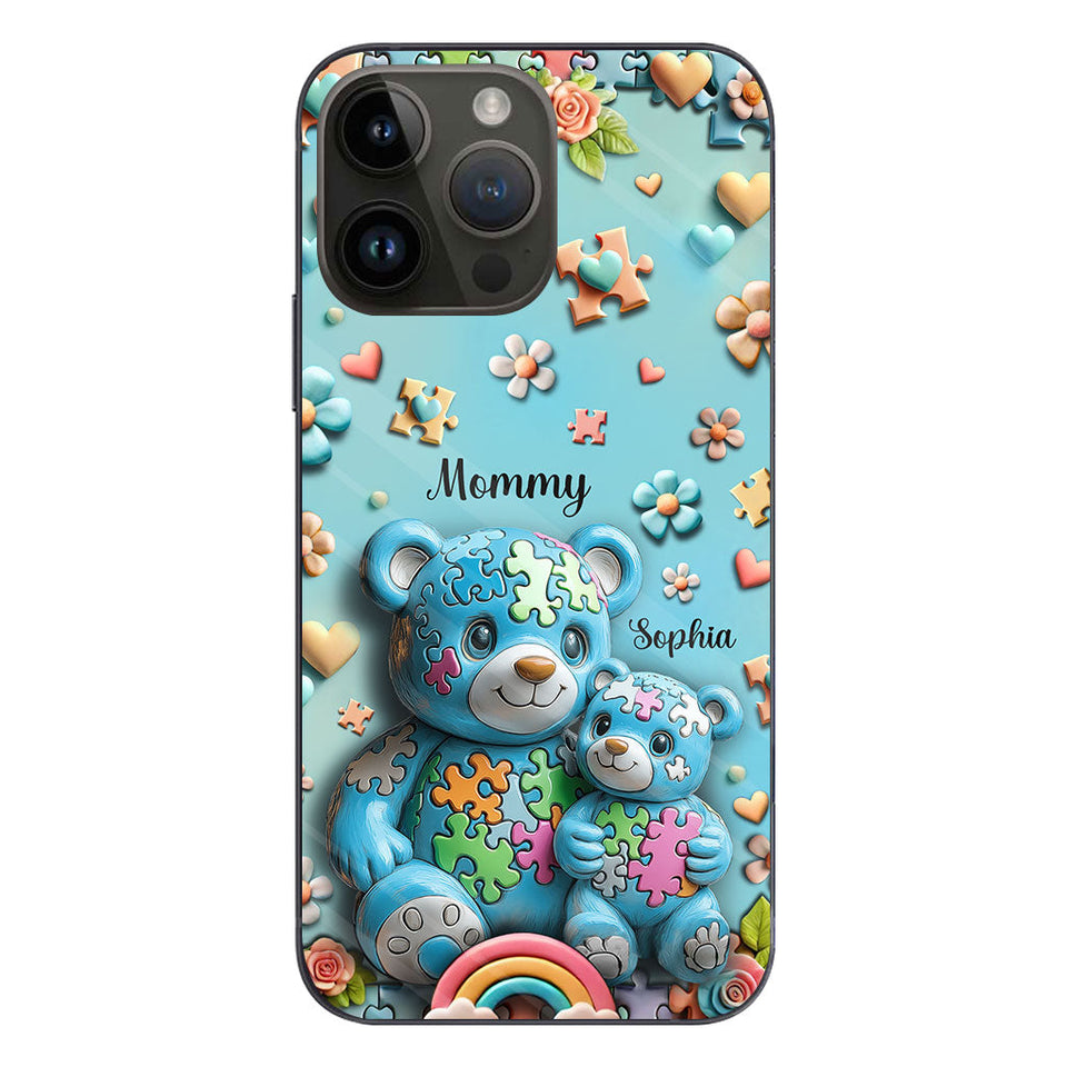Coque de téléphone personnalisée Maman Ours pour la sensibilisation à l'autisme