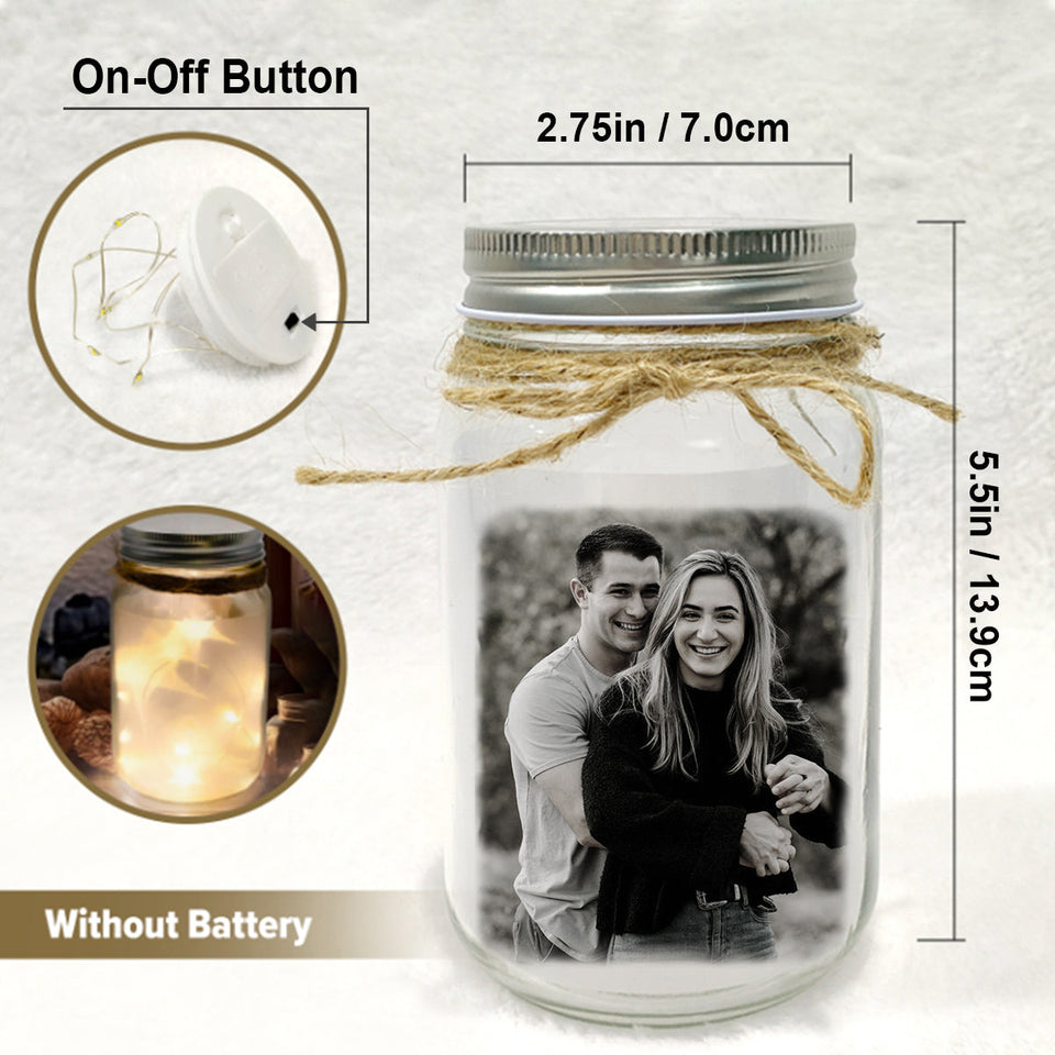 Que la lumière reste allumée - Lampe commémorative personnalisée en bocal Mason