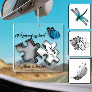 Ornement de voiture transparent commémoratif personnalisé - Papillon Libellule Plume Céleste