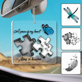 Ornement de voiture transparent commémoratif personnalisé - Papillon Libellule Plume Céleste