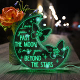 Love You Pass The Moon & Miss You Beyond The Star - Personalized Memorial Mirror Light