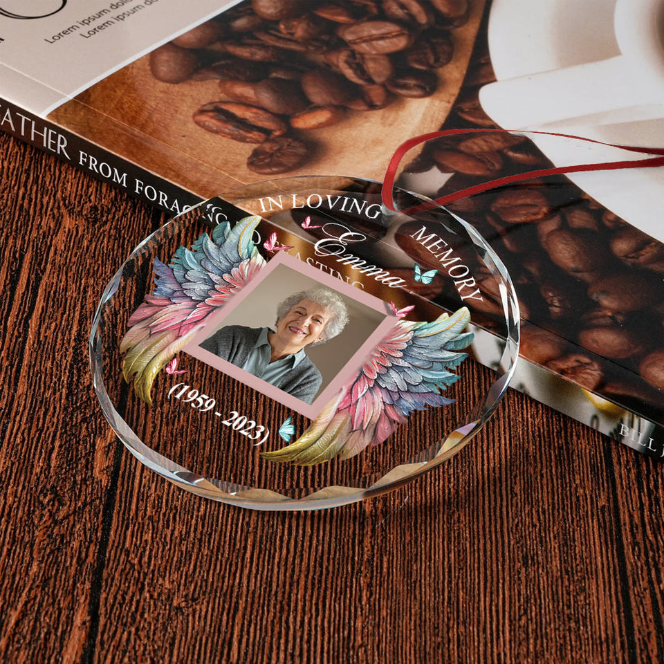 À jamais dans mon cœur - Ornement commémoratif personnalisé en verre rond