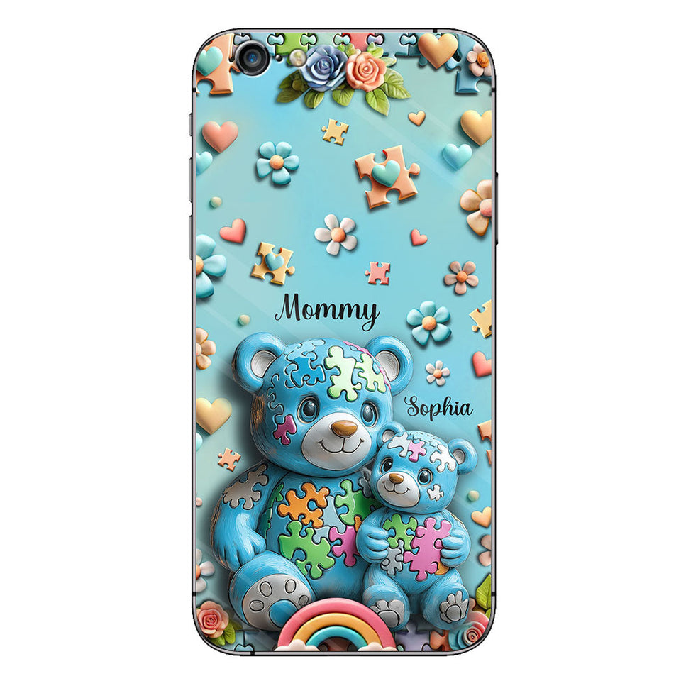 Coque de téléphone personnalisée Maman Ours pour la sensibilisation à l'autisme