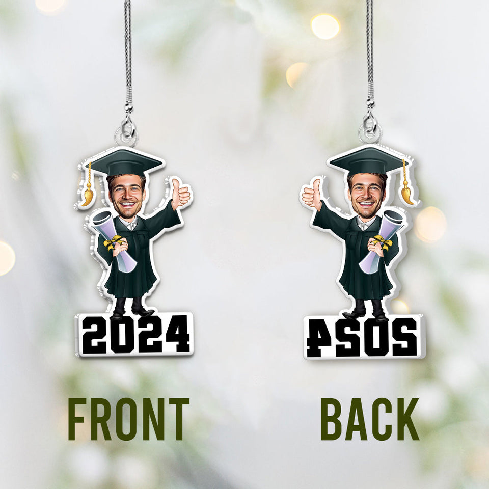 Funny Graduation Caricature - Personalized Graduation Custom Shaped Car Ornament