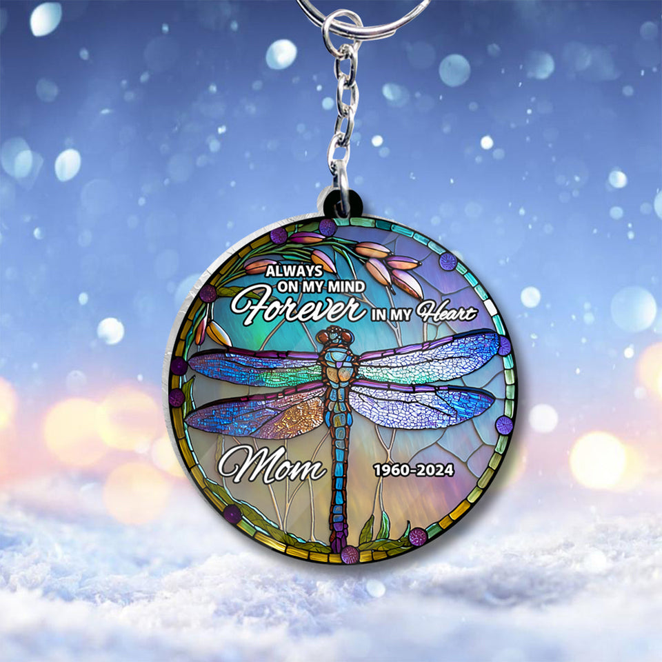 Toujours dans mes pensées, à jamais dans mon cœur - Porte-clés transparent commémoratif personnalisé