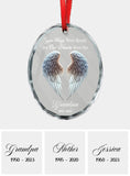 Beautiful Angel Wings - Personalized Memorial Oval Shaped Glass Ornament