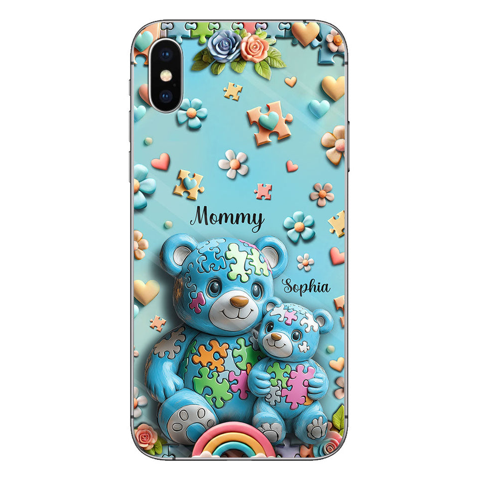 Coque de téléphone personnalisée Maman Ours pour la sensibilisation à l'autisme