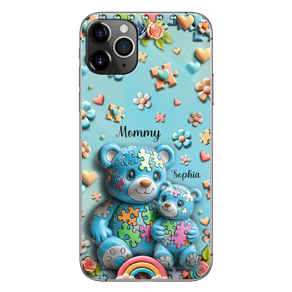 Coque de téléphone personnalisée Maman Ours pour la sensibilisation à l'autisme