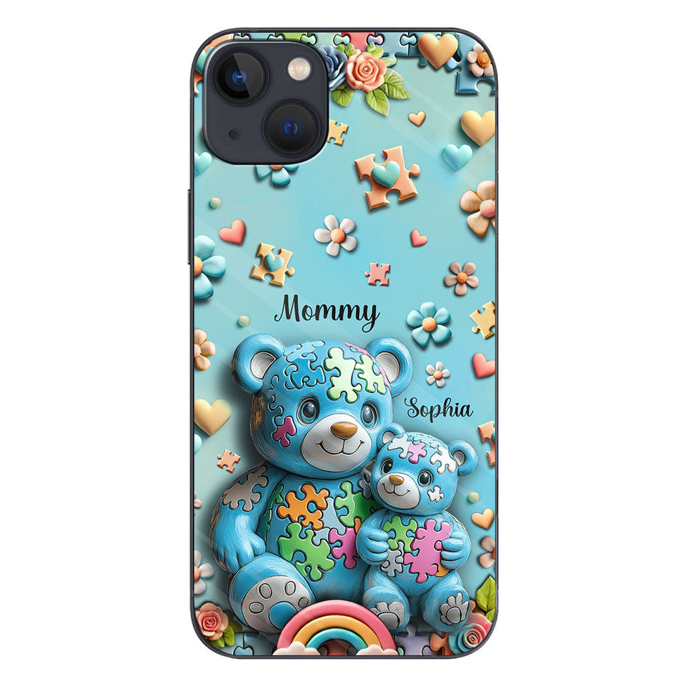 Coque de téléphone personnalisée Maman Ours pour la sensibilisation à l'autisme