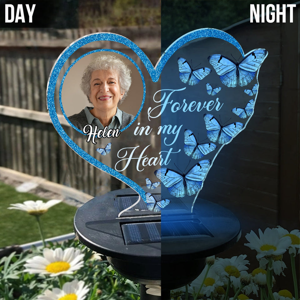 À jamais dans mon cœur - Lampe solaire commémorative personnalisée pour jardin