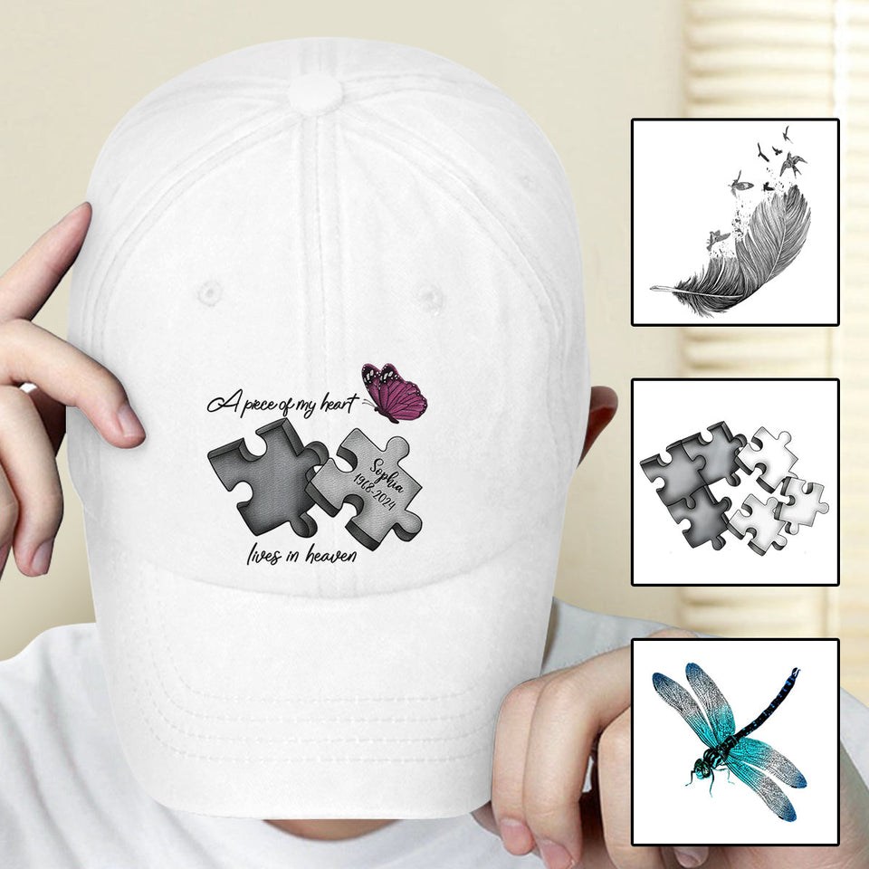 Casquette classique brodée personnalisée en hommage à un papillon libellule et à une plume céleste - Casquette commémorative brodée personnalisée