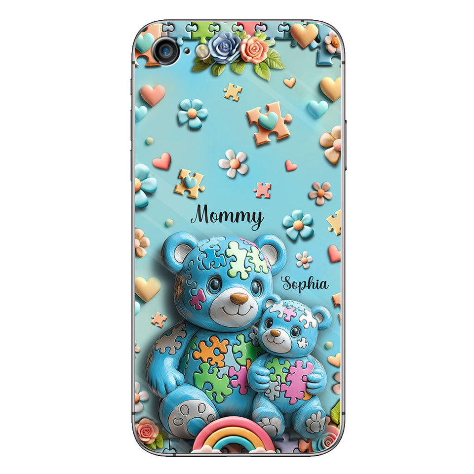Coque de téléphone personnalisée Maman Ours pour la sensibilisation à l'autisme
