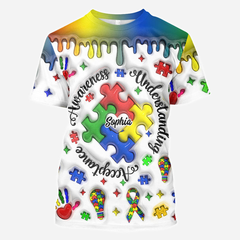 Autism Awareness - Personalized Autism Awareness All Over Shirt