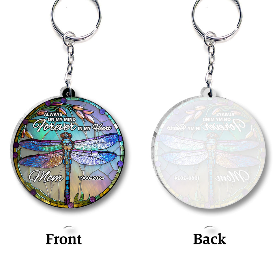 Toujours dans mes pensées, à jamais dans mon cœur - Porte-clés transparent commémoratif personnalisé