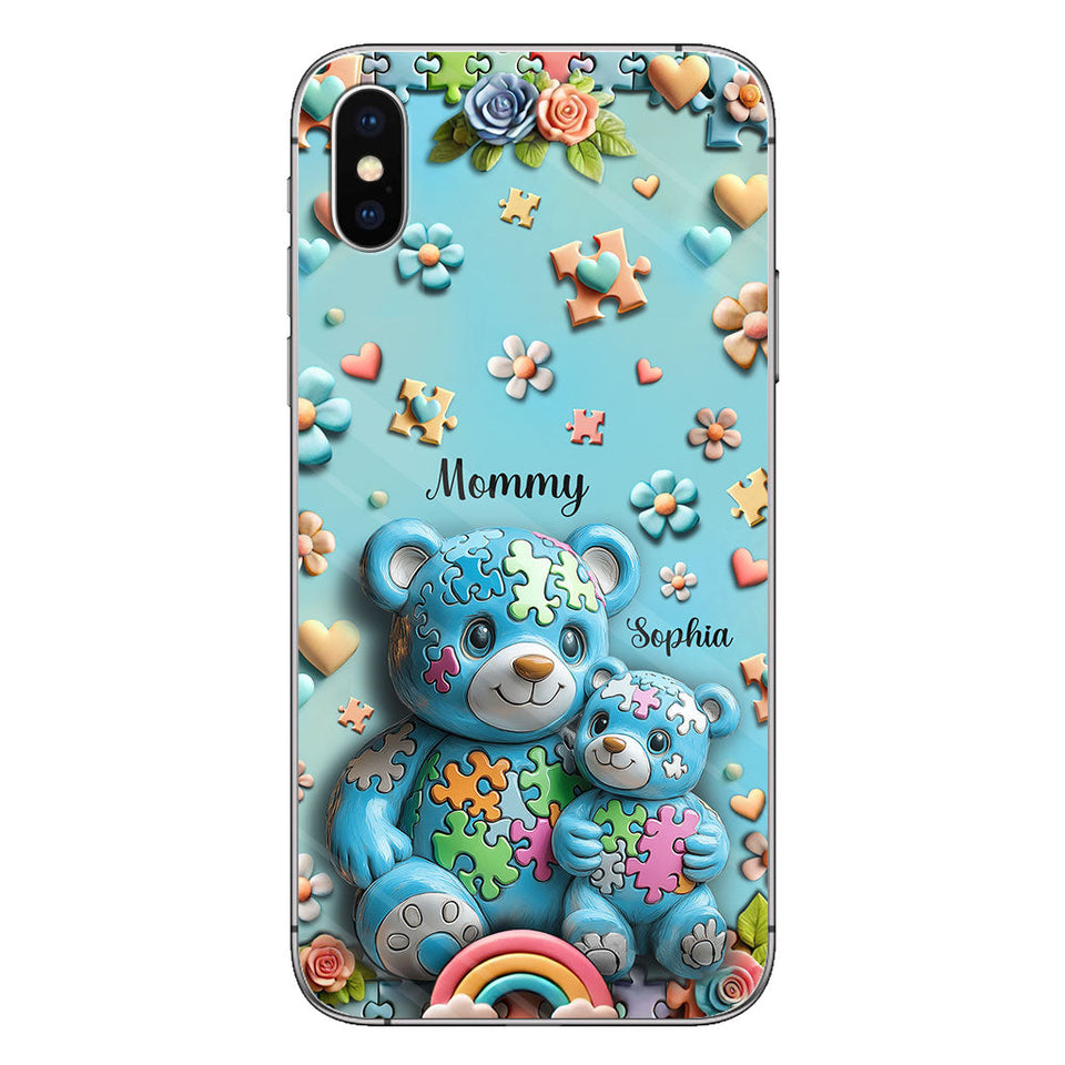 Coque de téléphone personnalisée Maman Ours pour la sensibilisation à l'autisme