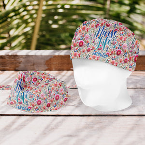 Nurse Life Floral Style - Personalized Nurse Scrub Cap