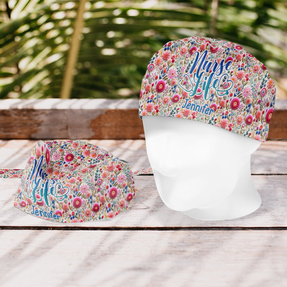 Nurse Life Floral Style - Personalized Nurse Scrub Cap