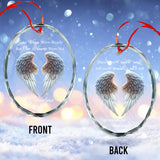 Beautiful Angel Wings - Personalized Memorial Oval Shaped Glass Ornament