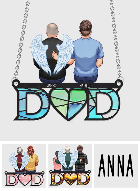 Dad We Love You - Personalized Memorial Window Hanging Suncatcher Ornament
