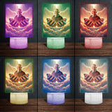 Maintenant entre les mains de Dieu, toujours dans nos cœurs - Plaque commémorative personnalisée avec socle lumineux