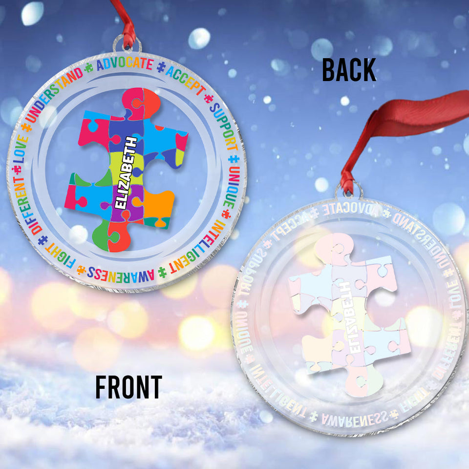 Love Understand - Ornement transparent personnalisé pour la sensibilisation à l'autisme