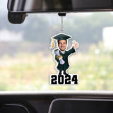 Funny Graduation Caricature - Personalized Graduation Custom Shaped Car Ornament