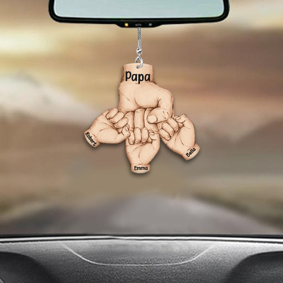 Bisous - Ornement de voiture personnalisé pour papa - Motif « Fist Bump »