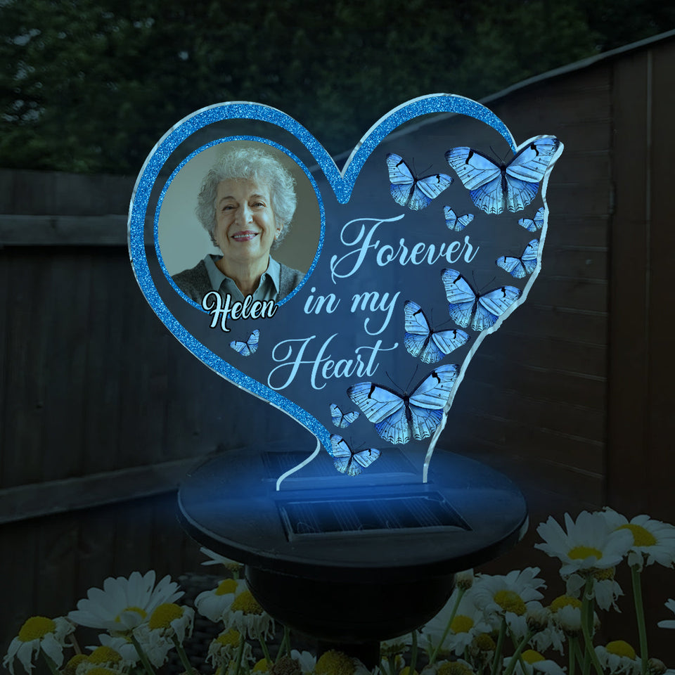 À jamais dans mon cœur - Lampe solaire commémorative personnalisée pour jardin