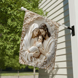 La Sainte Famille - Drapeau de jardin chrétien