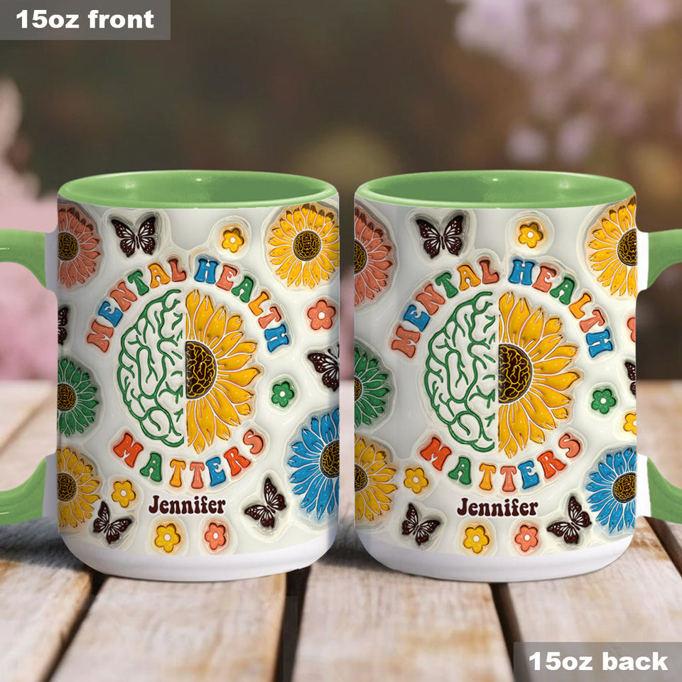 Mental Health Matters - Personalized Mental Health Awareness Accent Mug