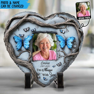 En souvenir de Papillon Bleu - Pierre commémorative personnalisée en forme de cœur
