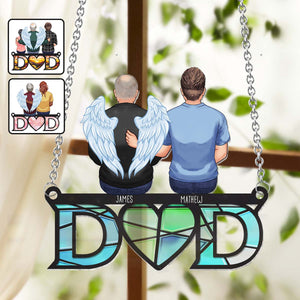 Dad We Love You - Personalized Memorial Window Hanging Suncatcher Ornament