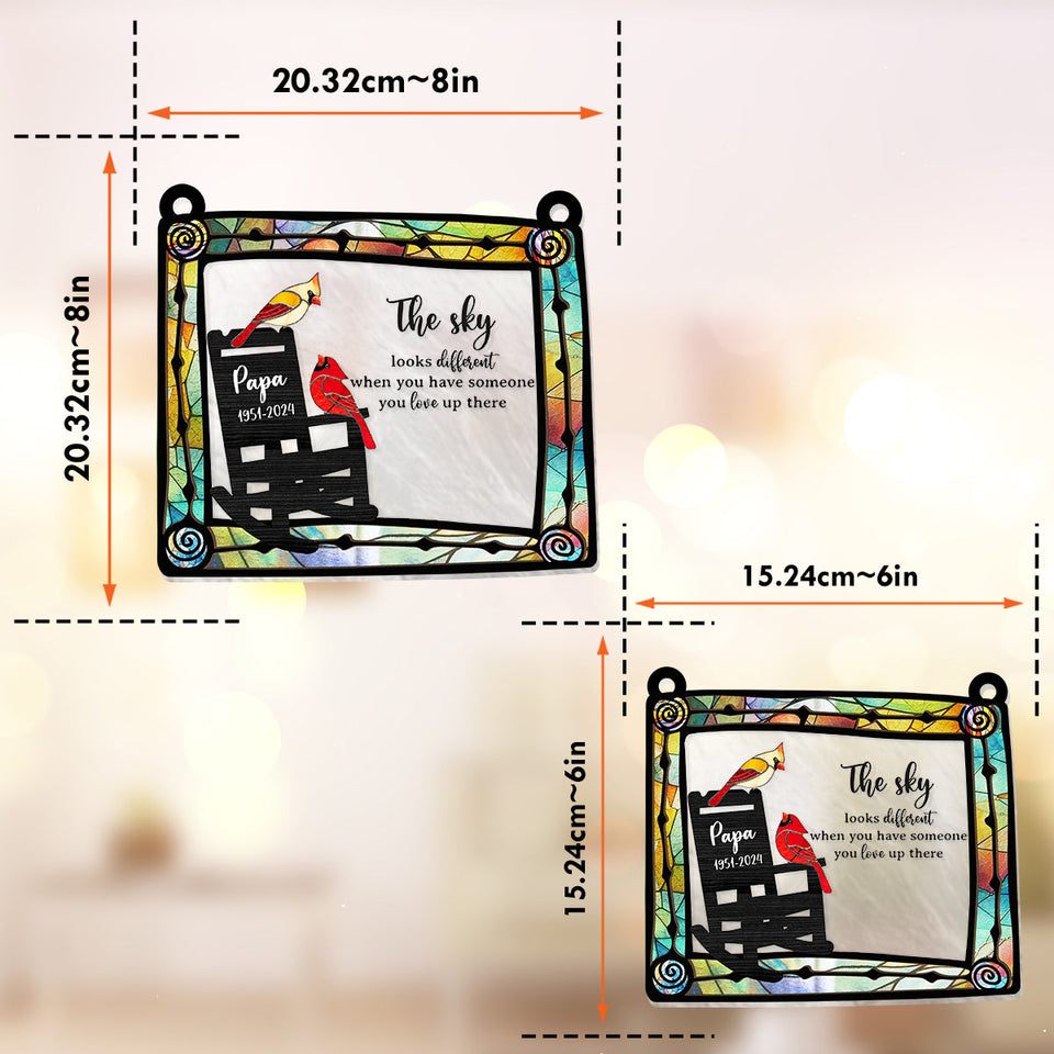 The Sky Looks Different In Loving Memory - Personalized Memorial Window Hanging Suncatcher Ornament