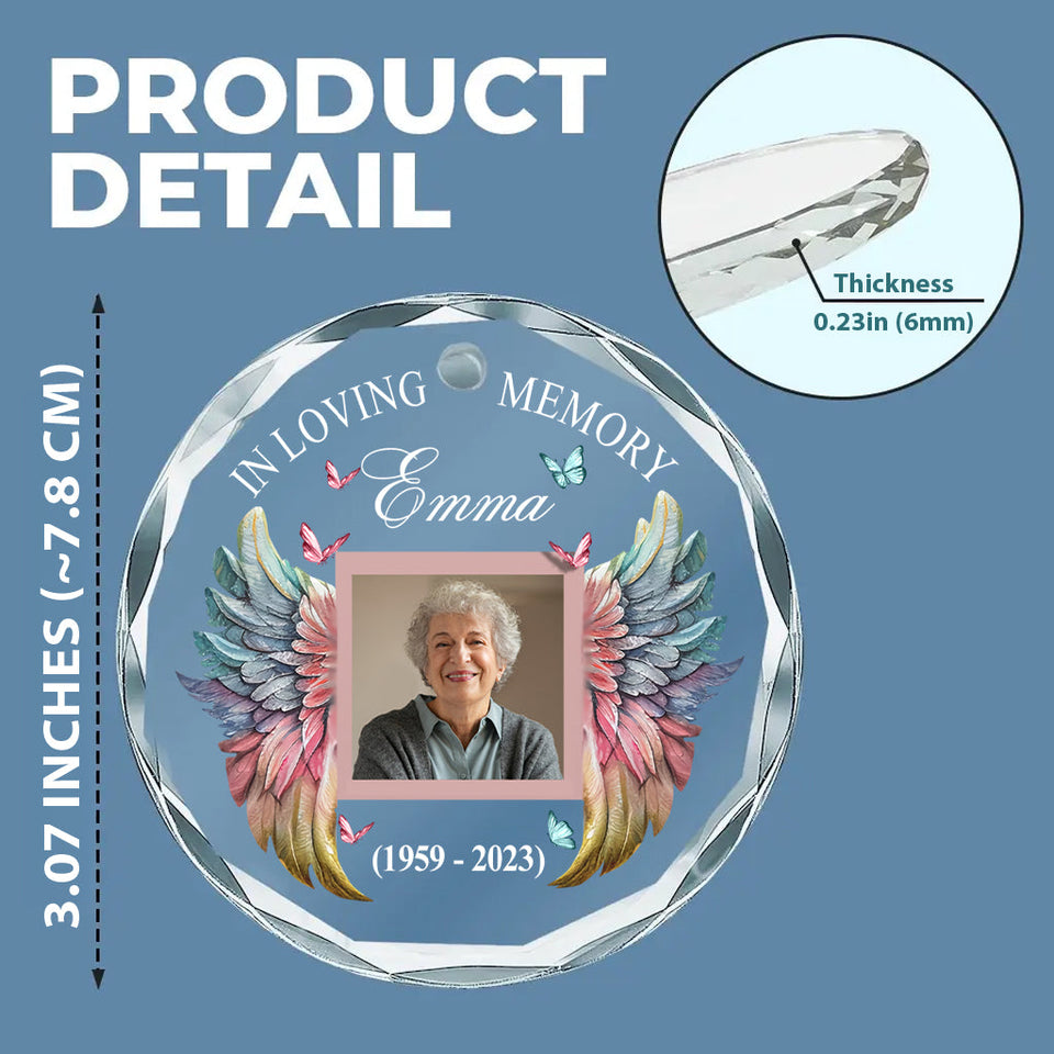 À jamais dans mon cœur - Ornement commémoratif personnalisé en verre rond