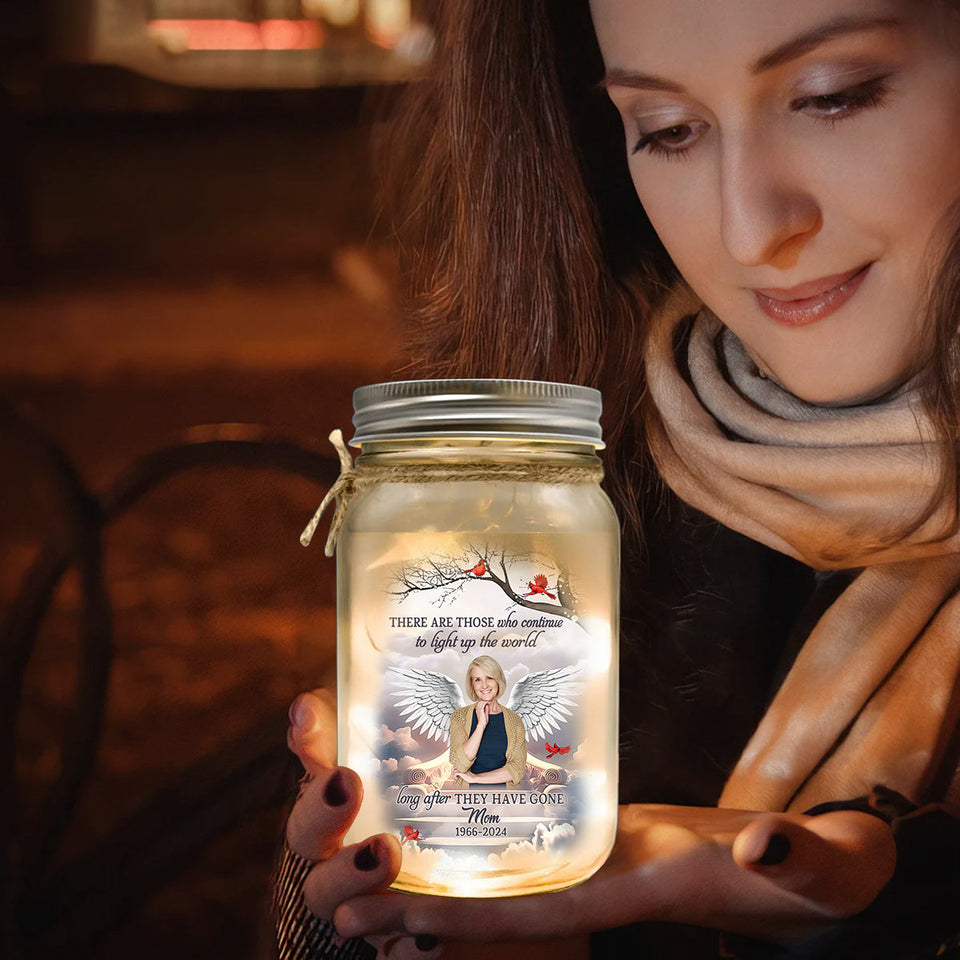 Illuminez le monde - Cadeau de condoléances personnalisé - Bocal Mason lumineux commémoratif