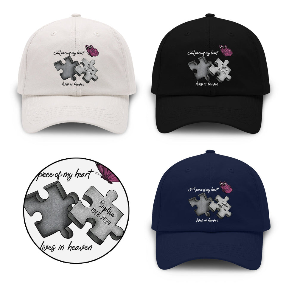 Casquette classique brodée personnalisée en hommage à un papillon libellule et à une plume céleste - Casquette commémorative brodée personnalisée